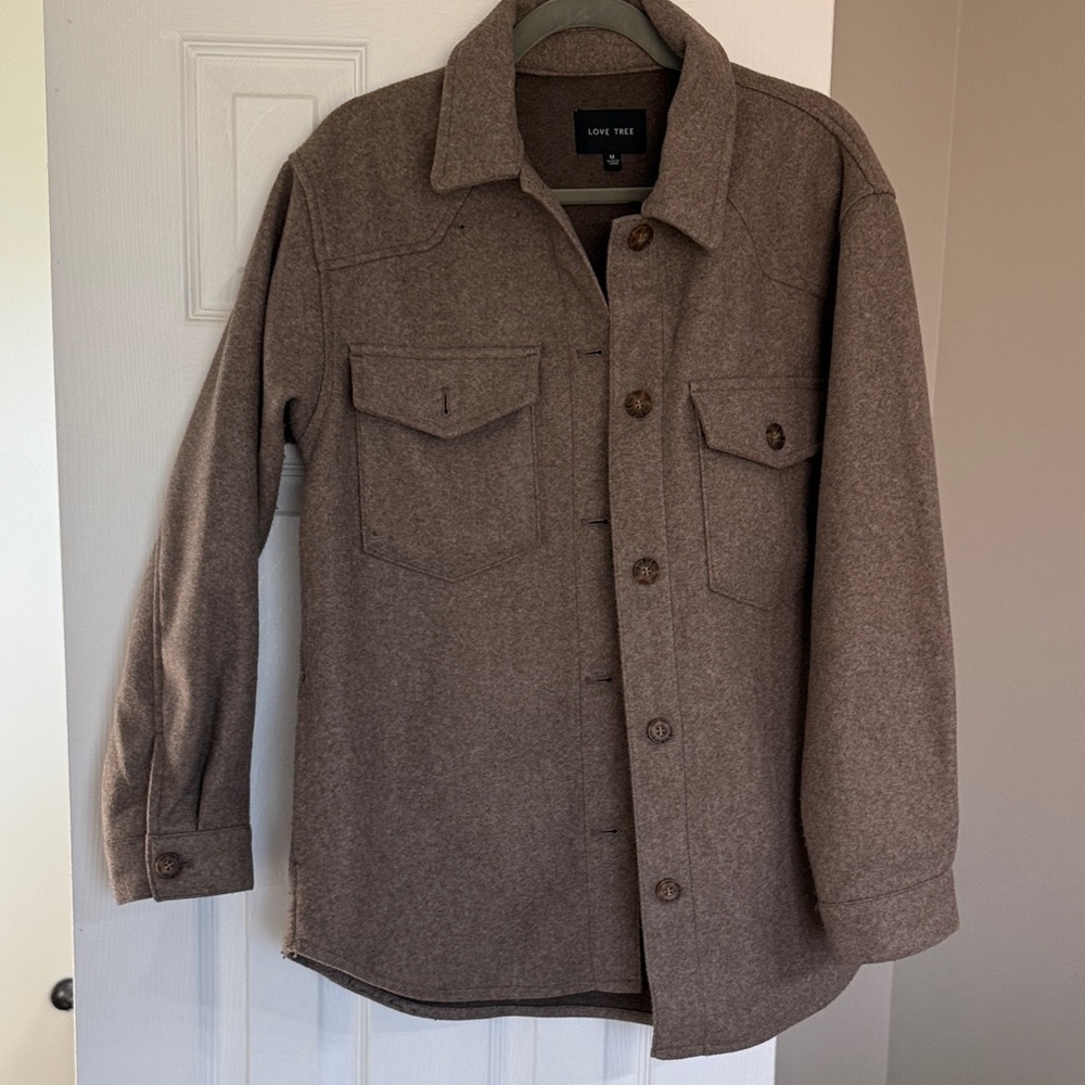 Love Tree Tan Shirt Jacket